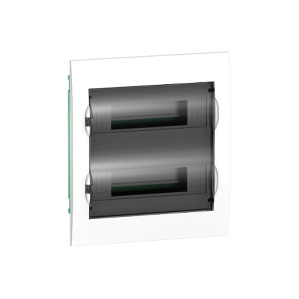 Cofret cu montaj incastrat, 24 module, 2 borniere, usa transparenta Cofret cu montaj incastrat, 24 module, 2 borniere, usa transparenta