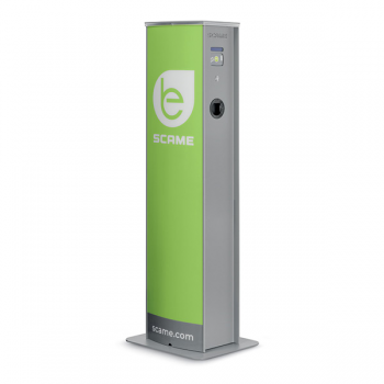 Statie incarcare EV in curent alternativ tip PILON cu doua prize TIP 2, 22kW, Scame, cu server local
