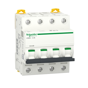 Acti9 Ic60N, Intreruptor Automat Miniatura, 4P, 2A, curba C Acti9 Ic60N, Intreruptor Automat Miniatura, 4P, 2A, curba C