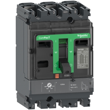Intreruptor ComPacT NSX160B, 25 kA la 415 VAC, unitate de declansare TMD 160A, 3 poli 3d Intreruptor ComPacT NSX160B, 25 kA la 415 VAC, unitate de declansare TMD 160A, 3 poli 3d