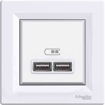 Asfora, Priza dubla incarcare USB 2.1A, alb