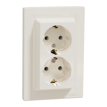 Asfora, Priza dubla 2P+E St German, 16A, crem