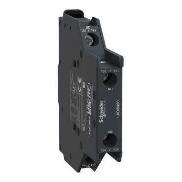 Auxiliary contact block, TeSys Deca, 2NO, side mounting, screw clamp terminals Auxiliary contact block, TeSys Deca, 2NO, side mounting, screw clamp terminals