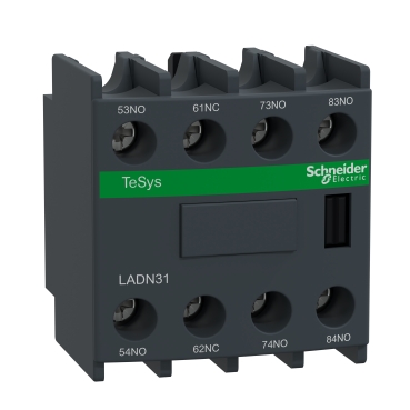 Auxiliary contact block, TeSys Deca, 3NO + 1NC, front mounting, screw clamp terminals Auxiliary contact block, TeSys Deca, 3NO + 1NC, front mounting, screw clamp terminals
