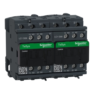 Reversing contactor, TeSys Deca, 3P(3 NO), AC-3, 0 to 440V, 9A, 230VAC coil Reversing contactor, TeSys Deca, 3P(3 NO), AC-3, 0 to 440V, 9A, 230VAC coil