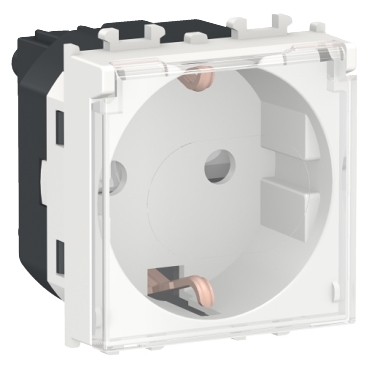 Easy Styl, Priza 2P+E, obturatoare, capac, 2M, alb