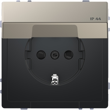 Priza cu capac IP44 obt, SysD nichel met