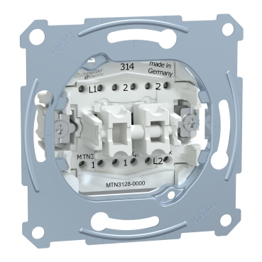Two-way swit.& two-way push btn insrt,flush-mntd,10 AX/10 A,250 V AC, screwl.