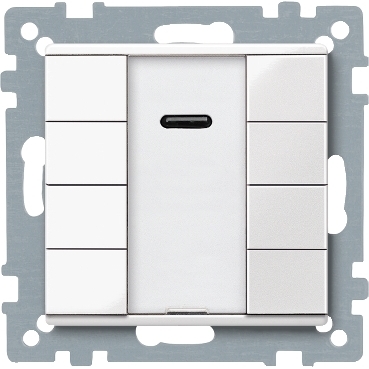 Push-button KNX, 8 clapete si receptor IR, Alb polar, Sistem M