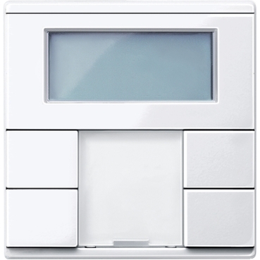 Push-button KNX, 4 clapete, termostat si display, Alb activ, Sistem M
