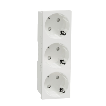 Noua Unica, 3xPriza modulara 2P+E, fara surub, alb