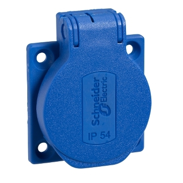Soclu Priza SCHUKO, Albastru, 2P+E, 10/16 A, 250V, Ip54-Incastrata, Spate Soclu Priza SCHUKO, Albastru, 2P+E, 10/16 A, 250V, Ip54-Incastrata, Spate