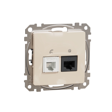 Sedna Design, Priza RJ11-RJ45 Cat6 UTP, bej