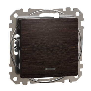 Sedna Elements, Intrerupator simplu cu indicator luminos albastru, wenge