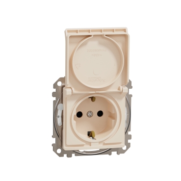 Sedna Design, Priza 2P+E cu obturatoare si capac,bej, IP44 fara surub