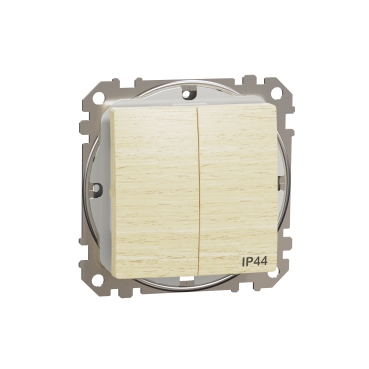 Sedna Elements, Intrerupator dublu 10AX IP44, lemn