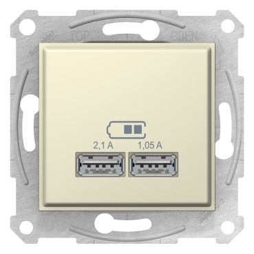 Sedna, Incarcator dublu Usb 2.1 A, Bej