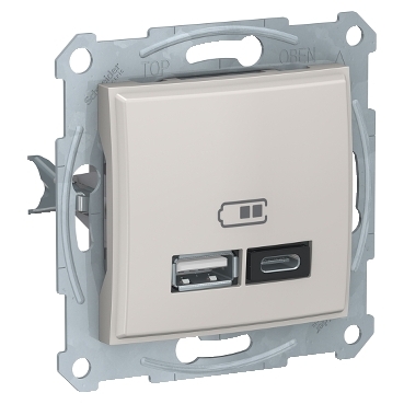 Sedna, Priza dubla incarcare A+C USB 2.4A crem