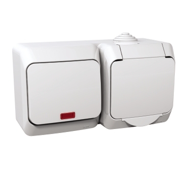 Priza Simpla impamantare+Comutator cu revenire, 16A(X),Indicator luminos, Alb