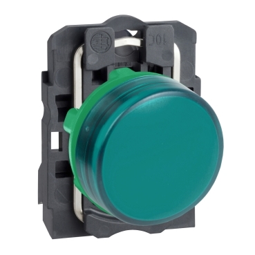 Lampa pilot complet verde 22 lentile netede cu LED integral 24V Lampa pilot complet verde 22 lentile netede cu LED integral 24V
