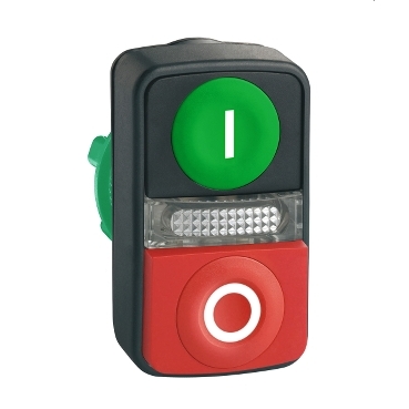 Buton cu Cap dublu Luminos Verde Incastrat/Rosu Aparent 22 cu Marcaj Buton cu Cap dublu Luminos Verde Incastrat/Rosu Aparent 22 cu Marcaj